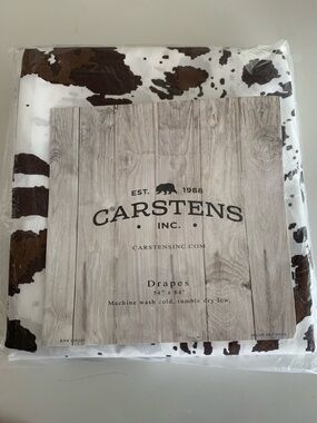 New Cowhide Print Drapes Brown & White 54x84 Western Cabin Rodeo Cowgirl vibes